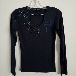 GIUSEPPE ZANOTTI | Embellished Sweater Beaded Navy Sz M